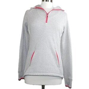 Avalanche Grey/Pink 1/4 Zip Fleece Hooded Pullover